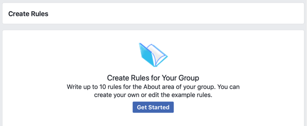 Како побољшати заједницу Фацебоок група, Фацебоок опција да започнете са креирањем правила за своју групу