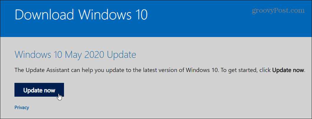 Како надоградити ажурирање на Виндовс 10. маја 2020. године са помоћником за ажурирање