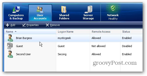Како додати корисничке налоге на Виндовс почетни сервер