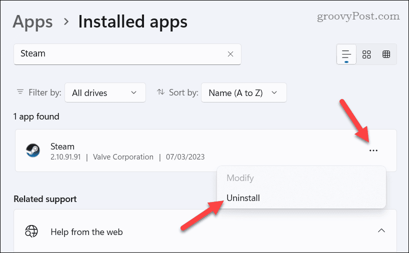 Деинсталирајте Стеам