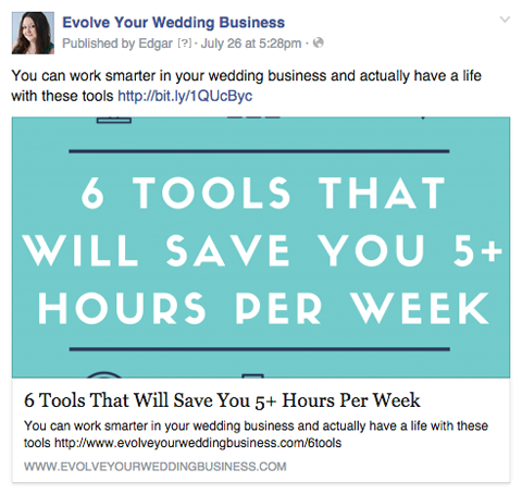 еволуирајте свој пост на фејсбуку за свадбене послове