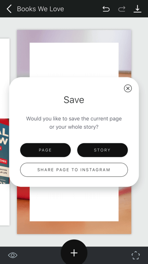 Направите Унфолд Инстаграм причу, корак 11, приказује опције спремања приче.