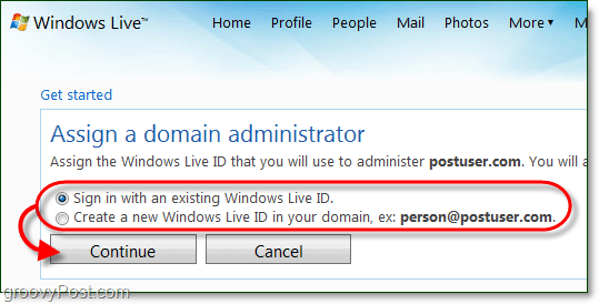 креирајте Виндовс администратор администраторски налог домена или користите тренутни налог уживо