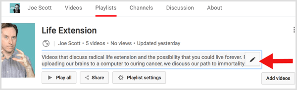 ИоуТубе уреди опис плејлисте