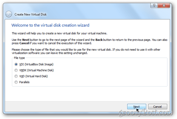 ВиртуалБок одабире слику за виртуални диск типа Виндовс 8