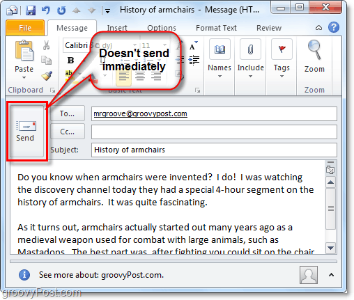 слање е-поште у програму Оутлоок 2010 не значи да је достављено одмах