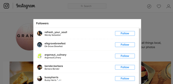 Ево како је ваша листа следбеника приказана на Инстаграму.