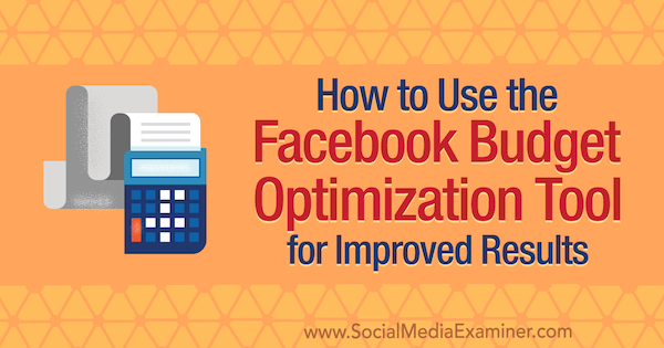 Како користити алатку за оптимизацију буџета Фацебоок за побољшане резултате, Мег Брунсон, на друштвеним медијима.