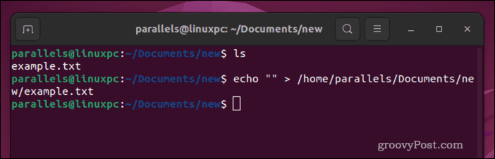 Испразните Линук датотеку користећи ехо