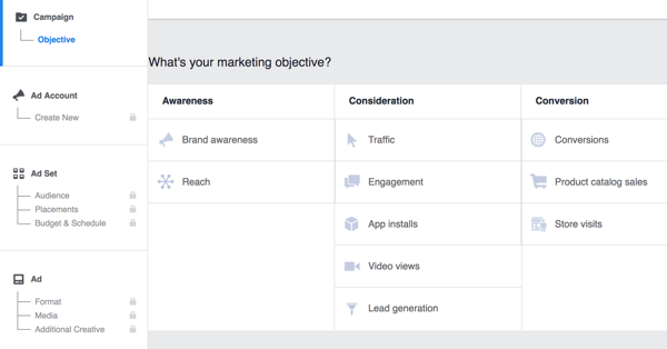 Изаберите циљ за своју Фацебоок кампању.