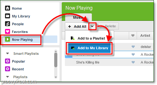 додајте своје тренутне песме у вашу библиотеку музике Гроовесхарк
