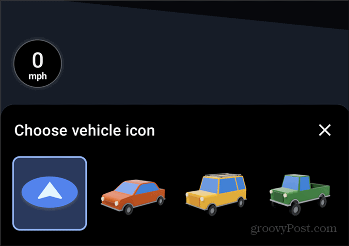 Избор симбола аутомобила у Гоогле мапама