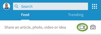 Потражите икону видео камере у мобилној апликацији ЛинкедИн.