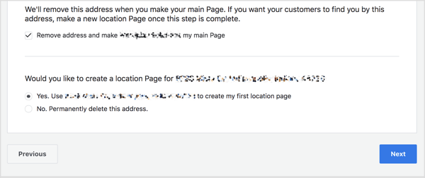 Ако ваша главна страница има адресу, можете је додати да бисте креирали Фацебоок локацију странице.