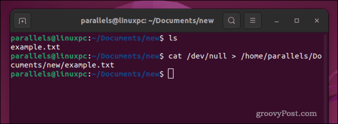 Испразните датотеку у Линуку помоћу команде цат