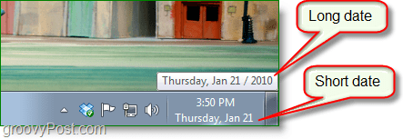 Снимак екрана за Виндовс 7 - дуги датум вс. кратак датум