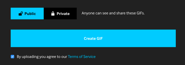 Подесите свој ГИФ на Јавни ако га желите делити на својим каналима на друштвеним мрежама.