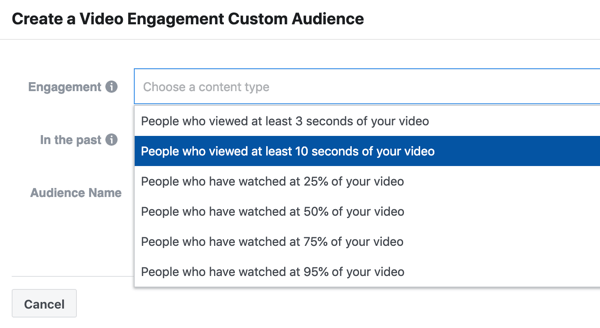 Како промовисати свој догађај уживо на Фацебоок-у, корак 9, направите кампању за видео ангажман људи који су гледали најмање 10 секунди вашег видеа