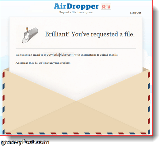 АирДроппер Дропбок - Датотека је послата