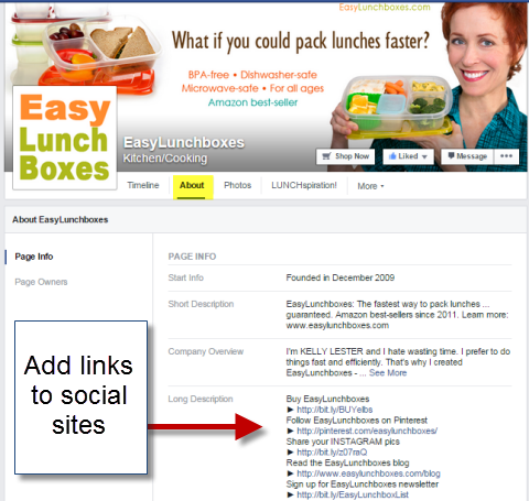 друштвене везе у одељку о фацебоок страници о једноставним кутијама за ручак