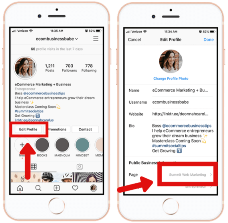 како повезати пословни налог Инстаграм са Фацебоок страницом у апликацији Инстаграм