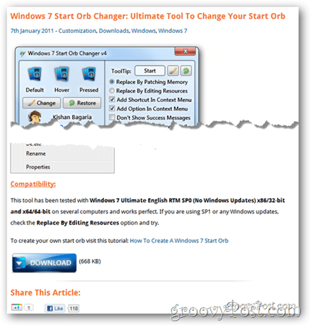 Како променити куглу менија Старт у оперативном систему Виндовс 7