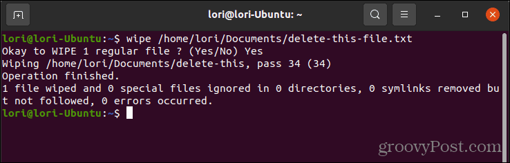 Безбедно избришите датотеку користећи випе у Линук-у