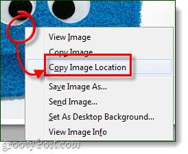 копирајте локацију слике у кријесницу или хром