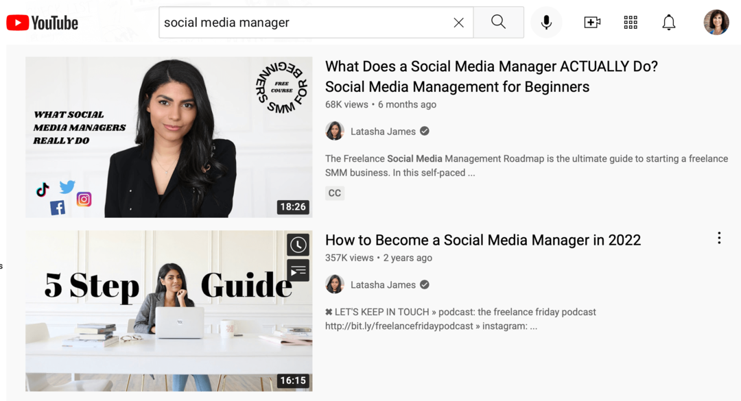 слика резултата ИоуТубе претраге за „менаџер друштвених медија“
