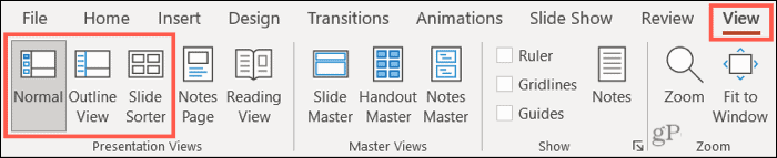 PowerPoint Normalan, Outline i Slide Sorter prikaz