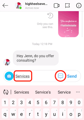 Унесена директна порука Инстаграма са пречицом за брзи одговор