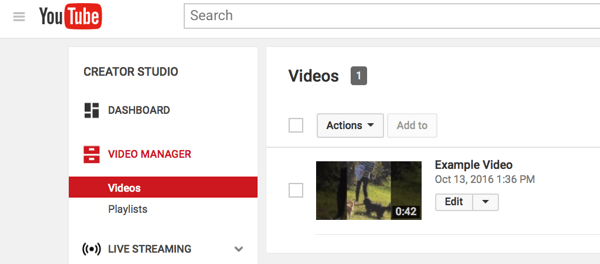 Менаџер видео снимака можете пронаћи у ИоуТубе-овом Студију за ауторе.