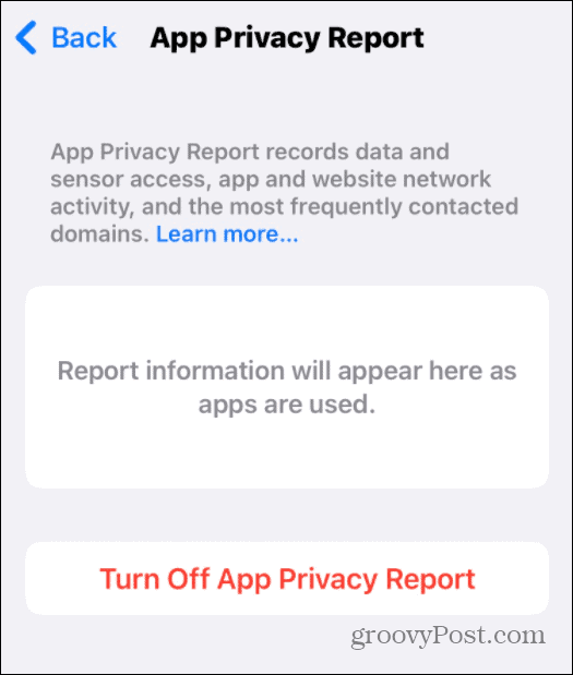 Извештај о приватности апликације је покренут