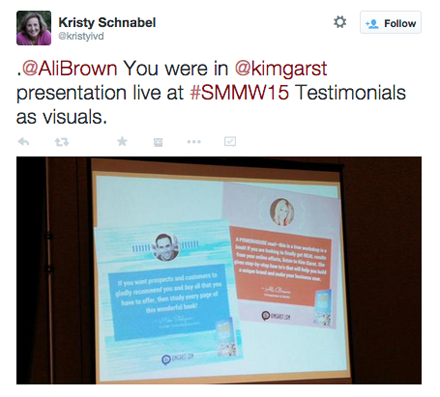 кристиивд твит о сведочењу слајда са сесије Ким Гарст на сммв15