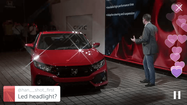 Хонда је користила Перисцопе за откривање свог прототипа Цивиц СИ 2017. године.