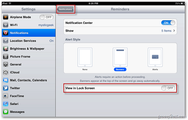 Аппле иОС 5: Онемогући нотификације на приказивању на закључаном екрану