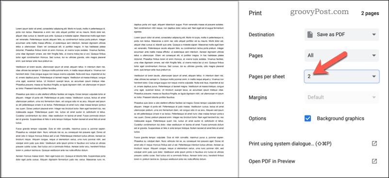 Штампање две странице по листу у Гоогле документима