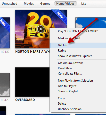 кликните на Преузми информације да бисте ажурирали видео у итунесу