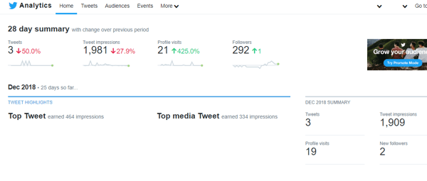 Пример резимеа Твиттер аналитике за 28 дана.