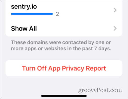 искључите извештај о приватности апликације