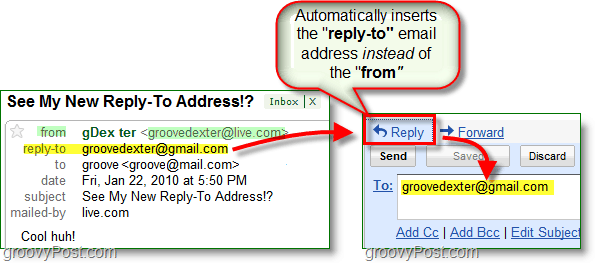 када поставите адресу за одговор на е-пошту, он шаље све одговоре на вашу алтернативну адресу