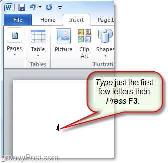 користите тастер ф3 да бисте уметнули текстуални текст или реч или изглед