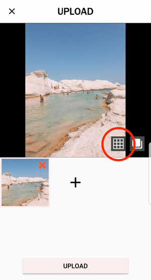 Куцање иконе мреже Планоли омогућиће вам да поделите слику у више постова.