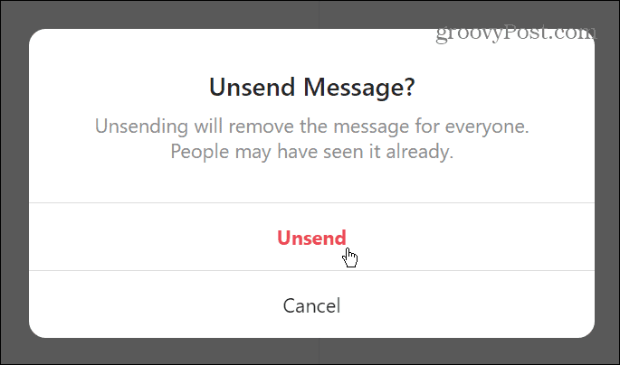 Поништите слање поруке на Инстаграму