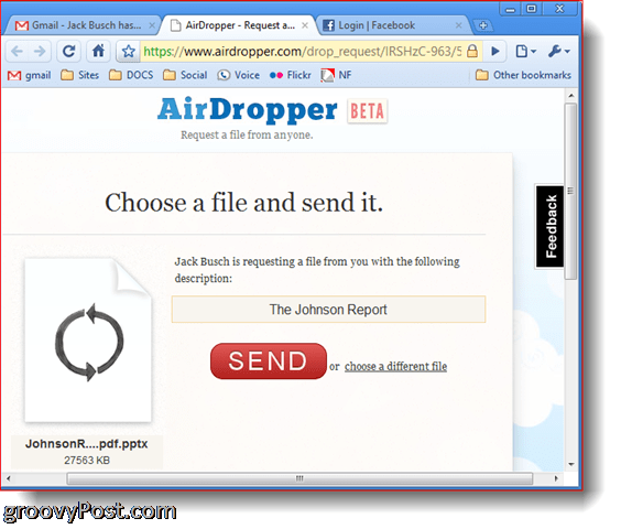 АирДроппер Дропбок - Изаберите датотеку за слање