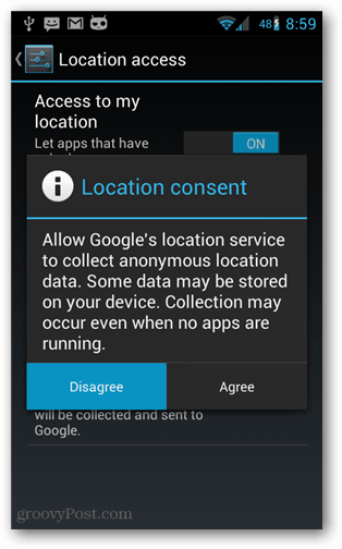 сагласност локације за Андроид