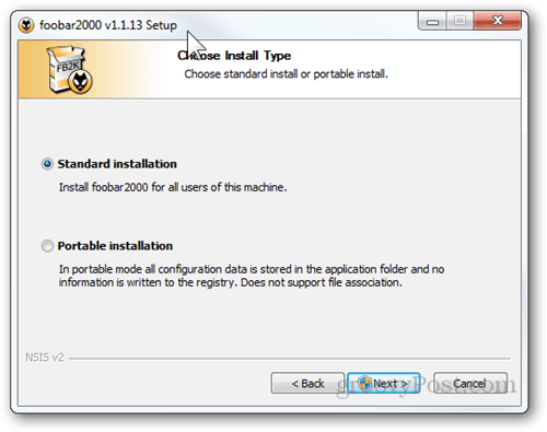 фообар2000 инсталирај стандардну инсталацију преносног инсталирања