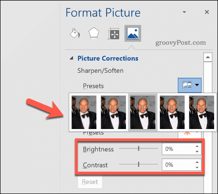 Извођење корекција слике у програму Ворд