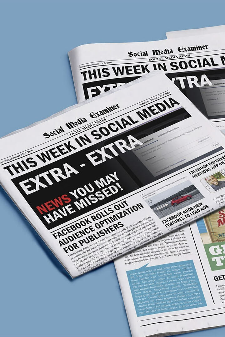 Фацебоок оптимизација публике за издаваче: Ове недеље на друштвеним мрежама: Испитивач друштвених медија