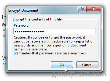 Заштита лозинком и шифрирање докумената Оффице 2013: Унесите лозинку